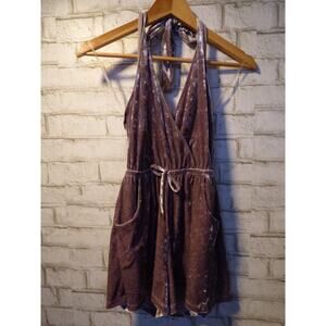 WET Swimwear Purple Velvet Halter Romper Swim Cover Up XS NEW